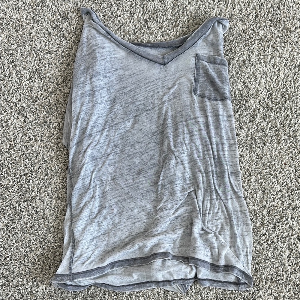Gray V-Neck Women's Top